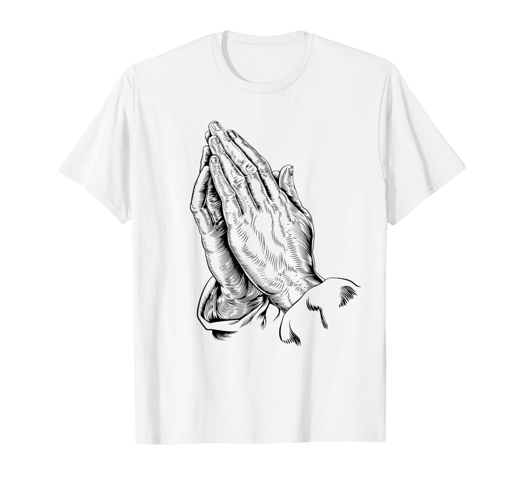 Amazon.com: Christian Prayer Praying Hands Design T-Shirt